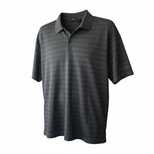 Claiborne Men's Short Sleeve Polo in Charcoal Stripe